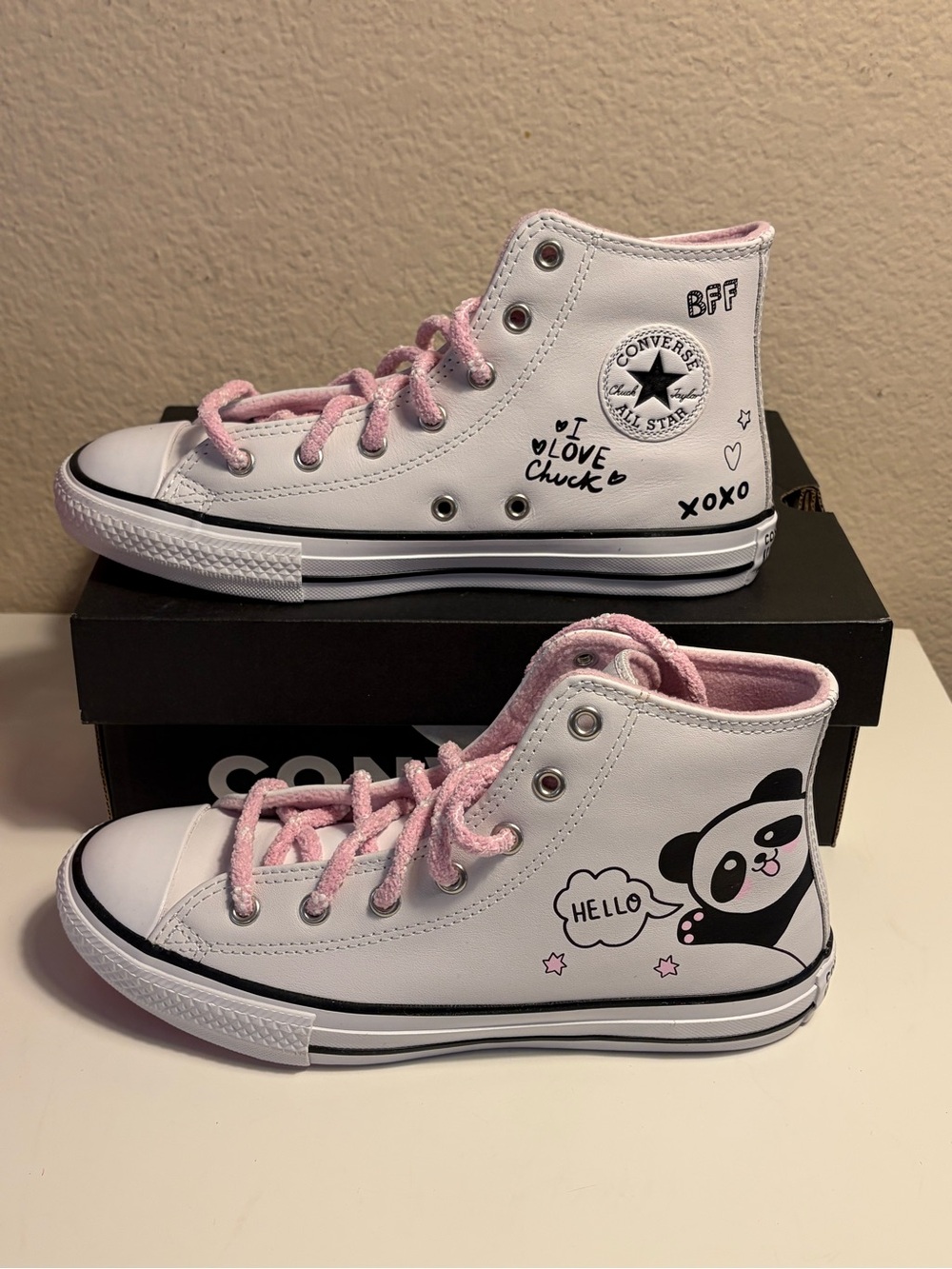 Converse Chuck Taylor All Star High Top Panda Pink Girls Shoes Junior 5 669725C